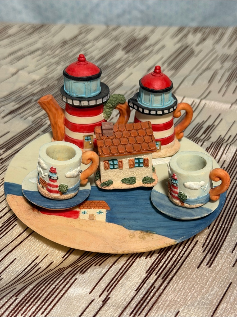 Vintage Youngs Inc Coastal Lighthouse mini Tea Set